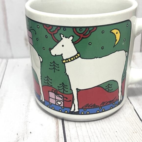 Vintage Houze 80's Alan Wood Christmas Coffee Mug Cups Set Of 4 Holiday Scenes - Picture 8 of 16